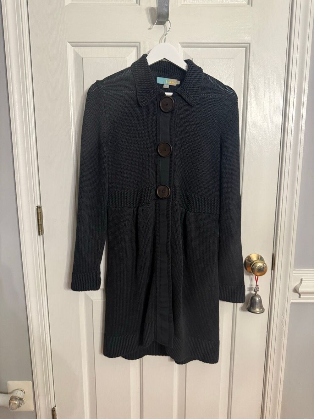 Boden Gray Long Line Snap Button Cardigan Sweater sz 10 EUC
